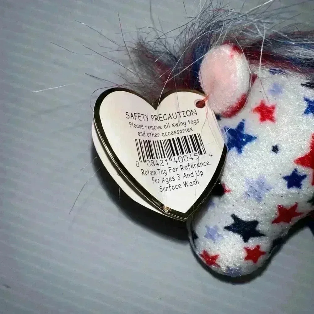 Ty Beanie Baby Lefty 2004 Horse Plush Toy Red White Blue Election PE Pellets